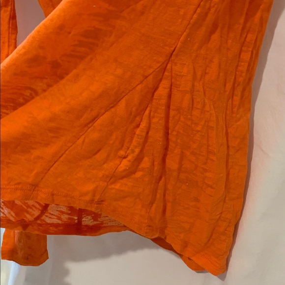 Semi-sheer Print Orange Long Sleeve Shirt - Picture 2 of 4